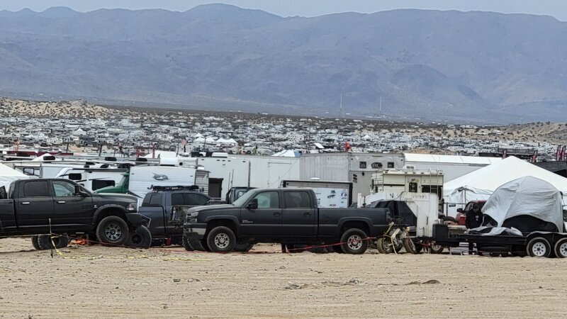 RV and trailer camp overlooking the desert near King of the Hammers